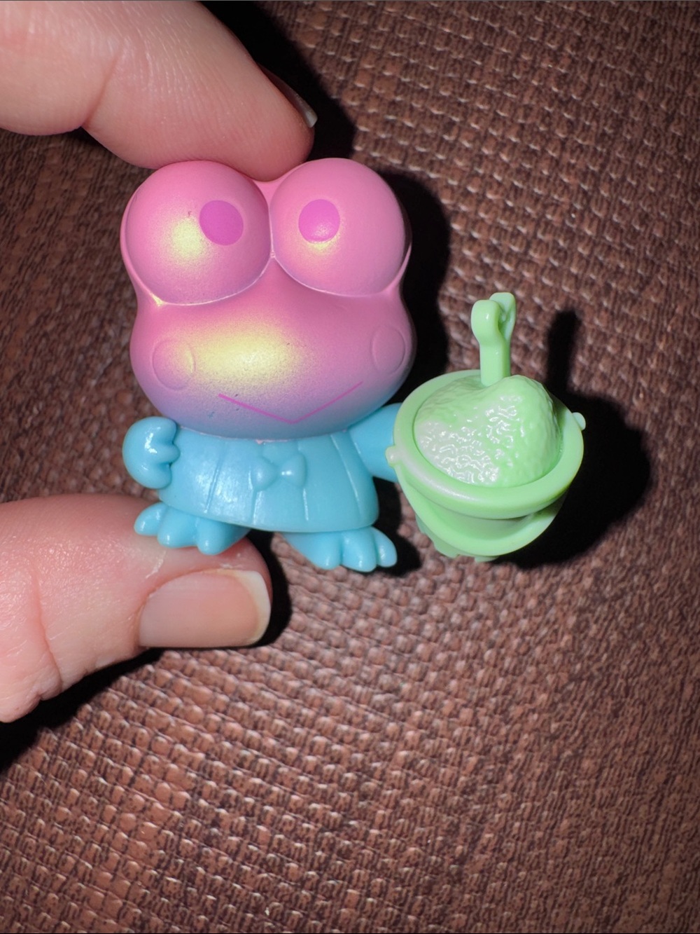 Green Frog Toy Figure with Pink Dress and green Accessory - Kids Toy